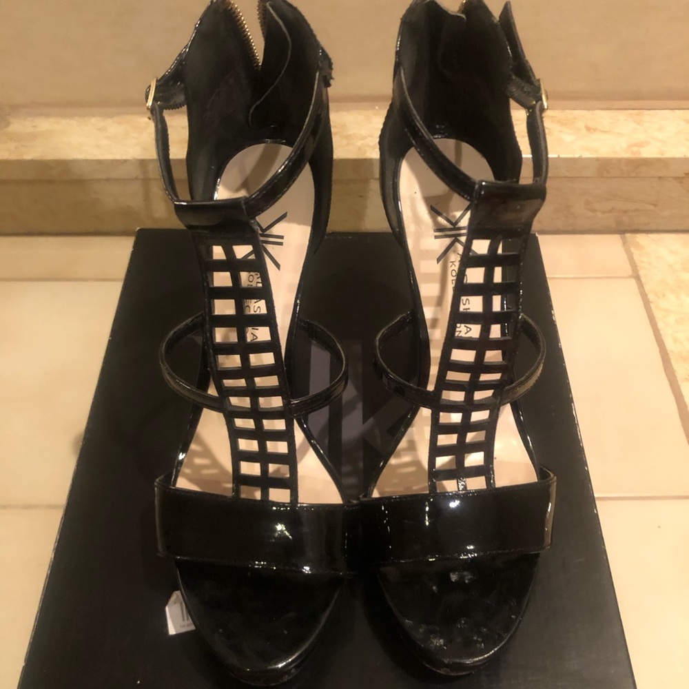 Black Patent Strappy Heels by Kardashian Kollection